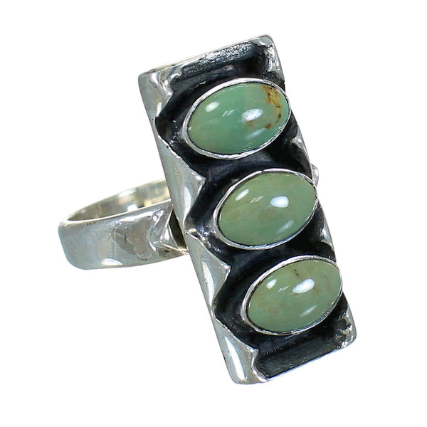 Silver And Turquoise Southwestern Ring Size 7-1/4 FX90370